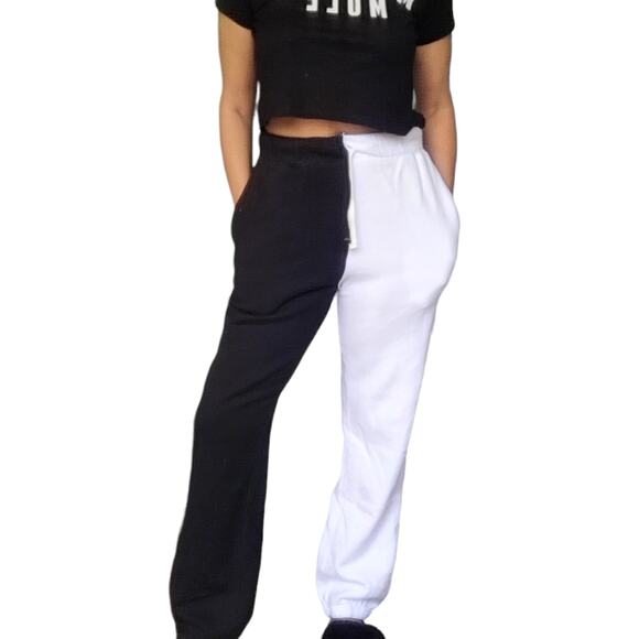 LA DETRESSE The Lovers colorblock athleisure sweatpants two tone joggers L NEW - Picture 8 of 8